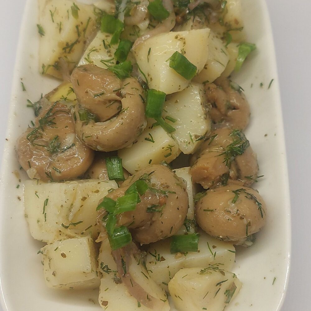 potatoes with marinated mushroom